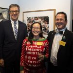 Mayor Jim Watson with upcoming Inuk artist Kat Takpannie and Barry Pottle